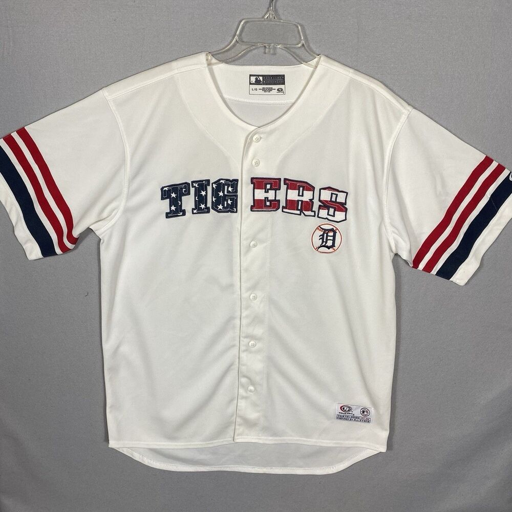 Detroit Tigers Baseball Jersey Mens Large Button Down Genuine True Fan MLB